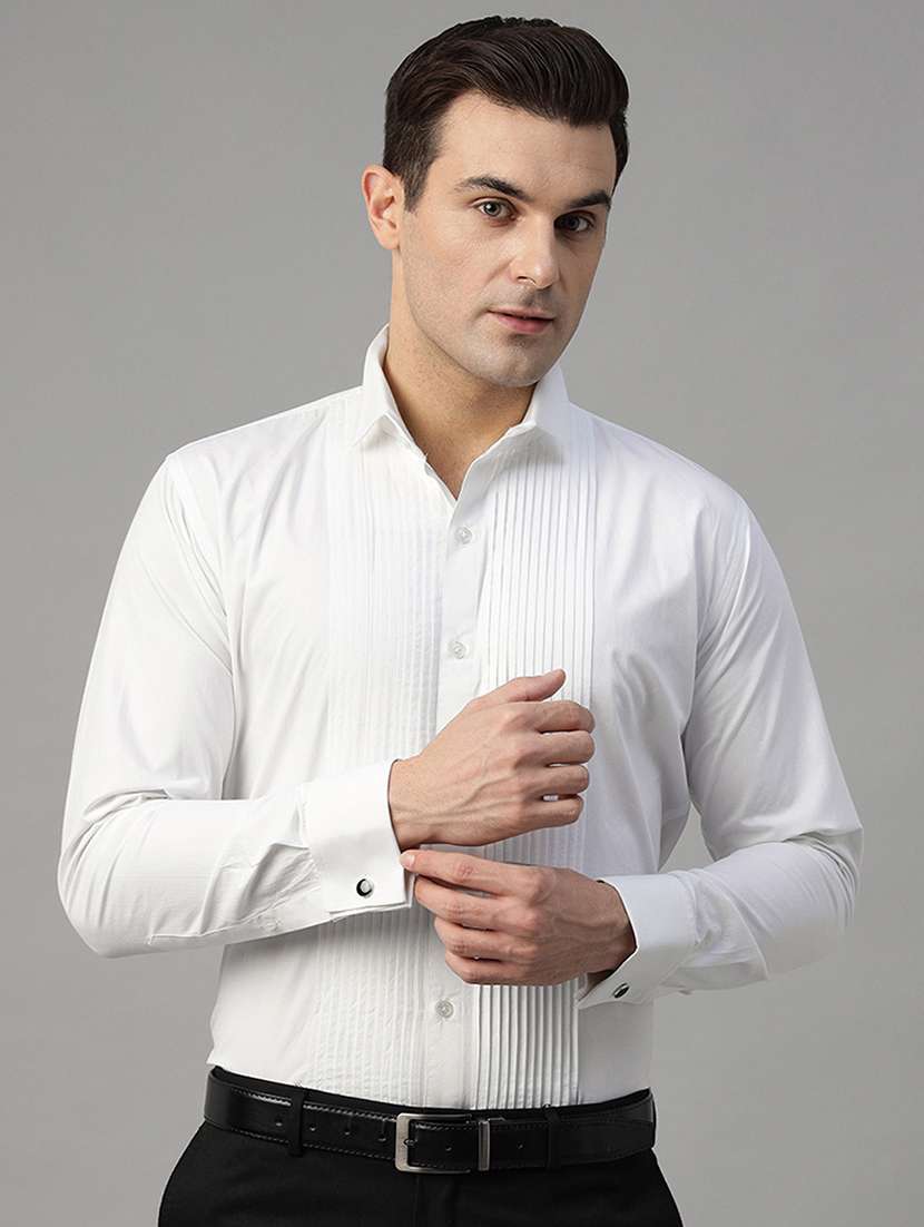 men solid collared long sleeve shirt