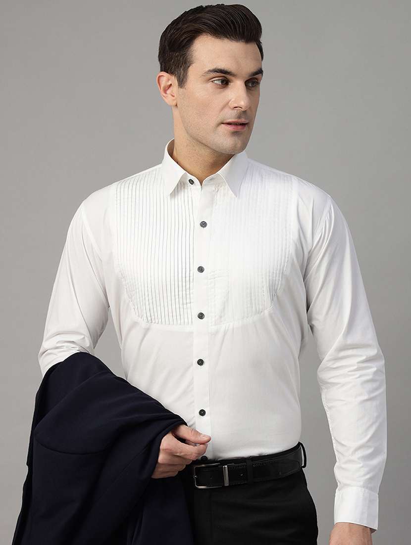 men solid collared long sleeve shirt