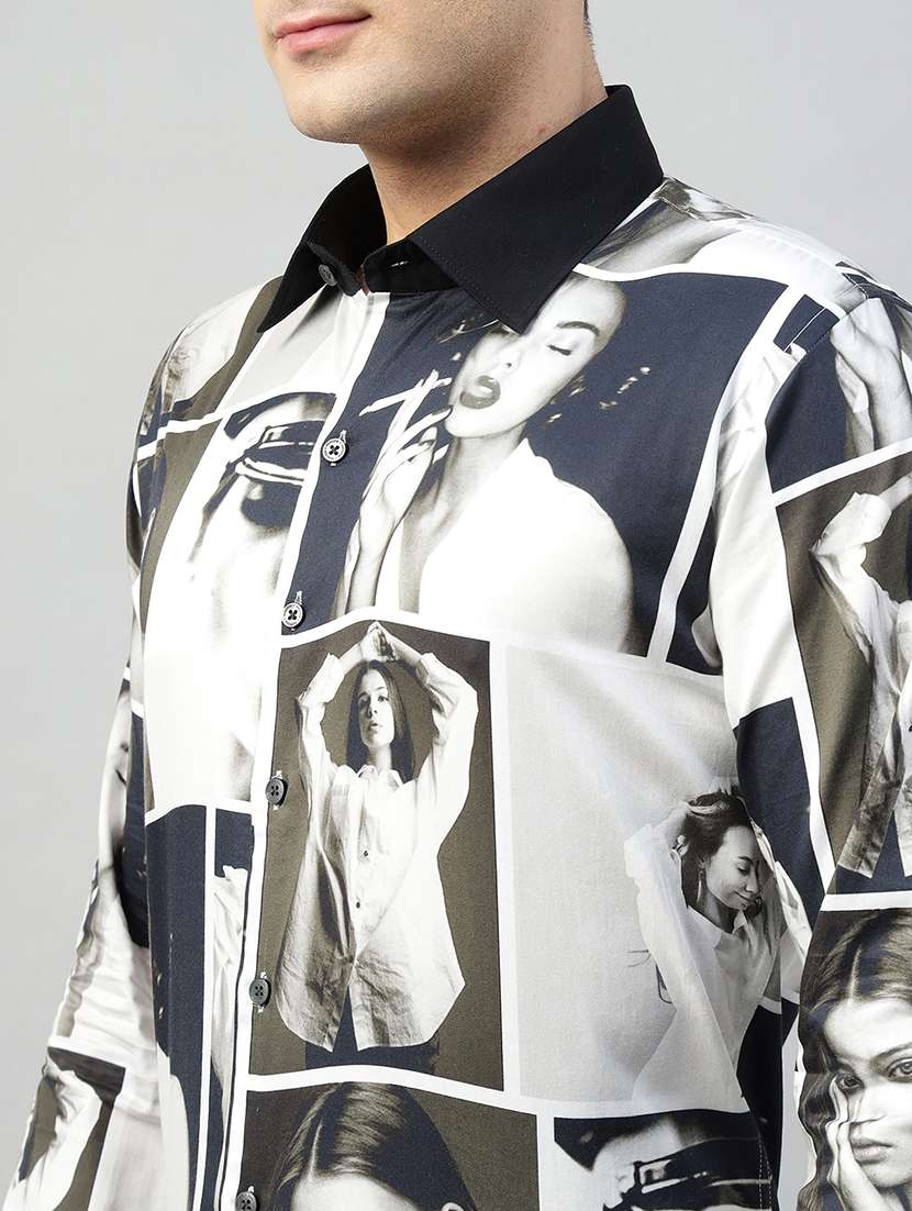 men printed collared long sleeve shirt - 22039475 -  Standard Image - 3