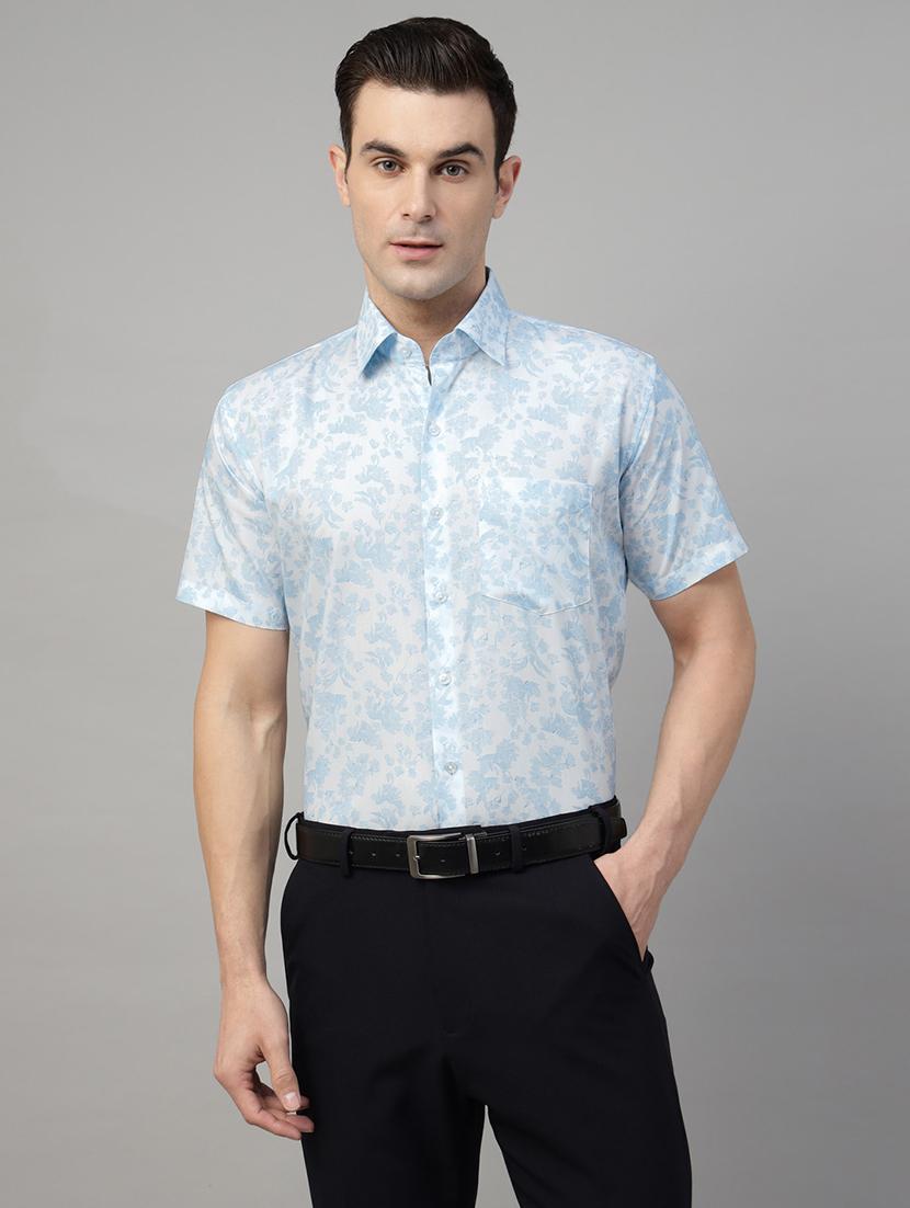men printed collared long sleeve regular fit shirt