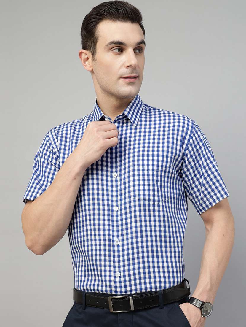 men checkered collared short sleeve shirt - 22039480 -  Zoom Image - 0