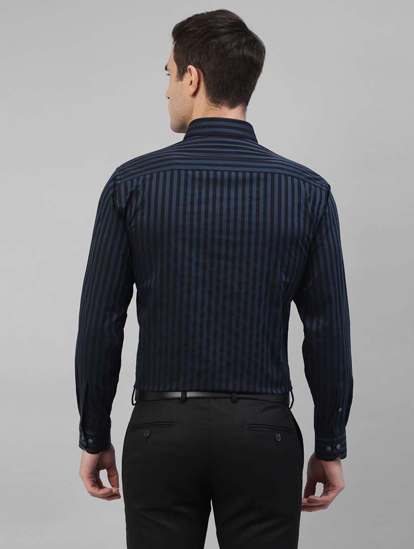 men striped collared long sleeve regular fit shirt - 22039505 - Standard Image - 3