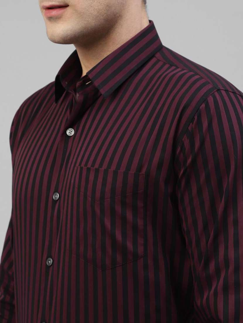 men striped collared long sleeve regular fit shirt - 22039506 -  Standard Image - 3