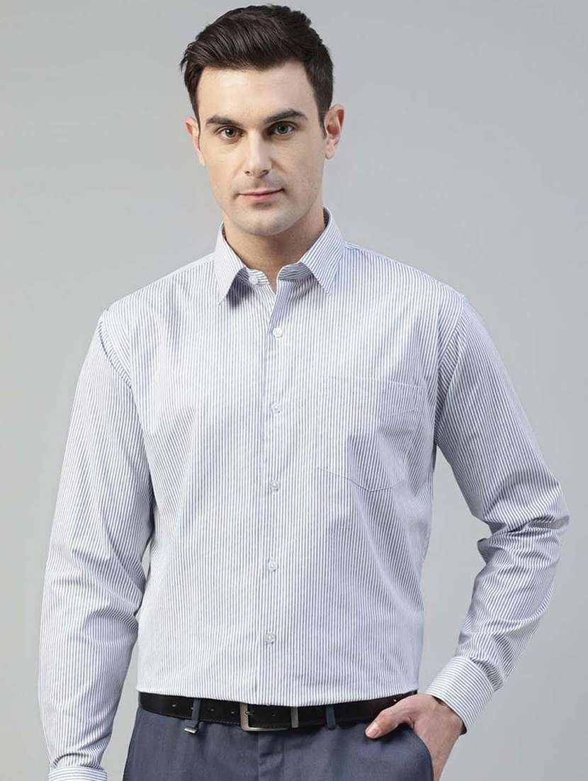 men striped collared long sleeve shirt