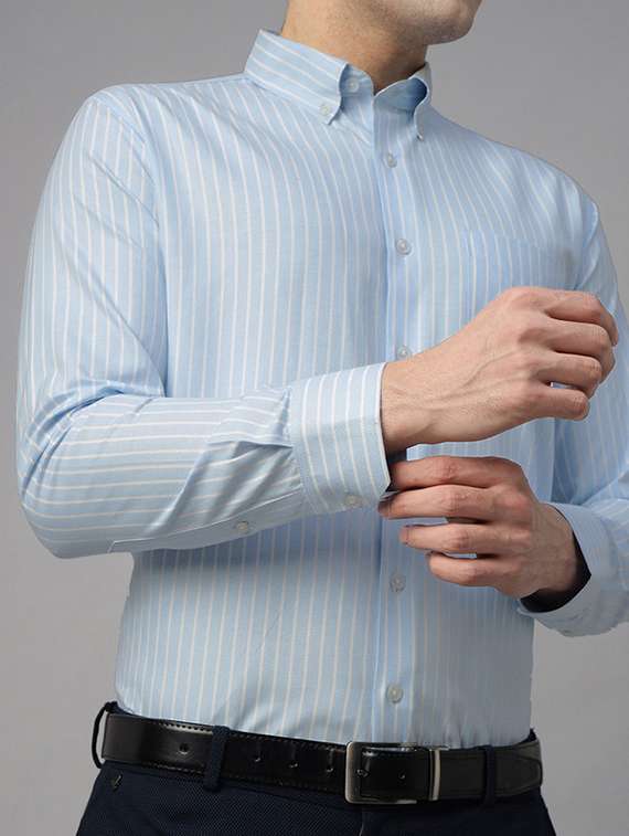 men striped collared long sleeve shirt - 22039512 -  Standard Image - 3