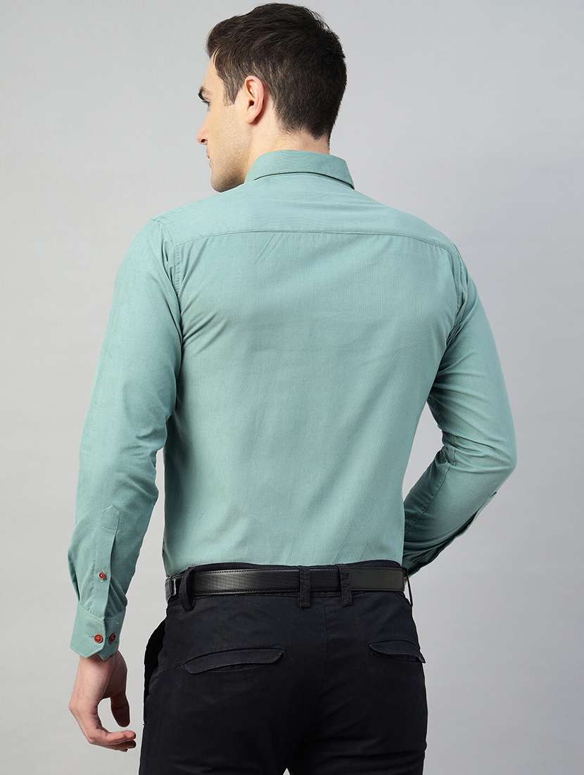 sea green cotton formal shirt - 22039529 -  Standard Image - 3