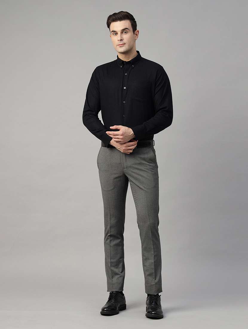 men solid collared long sleeve shirt - 22039541 -  Standard Image - 3