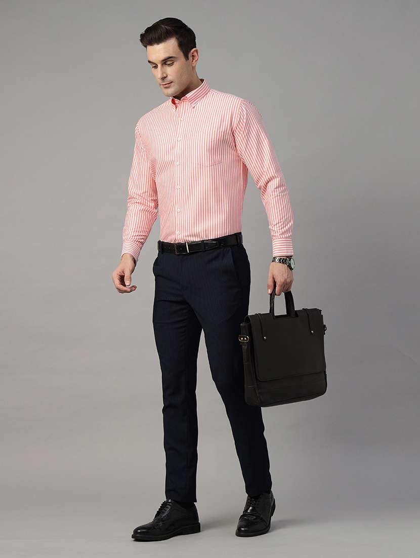 men striped collared long sleeve regular fit shirt - 22039560 -  Standard Image - 3