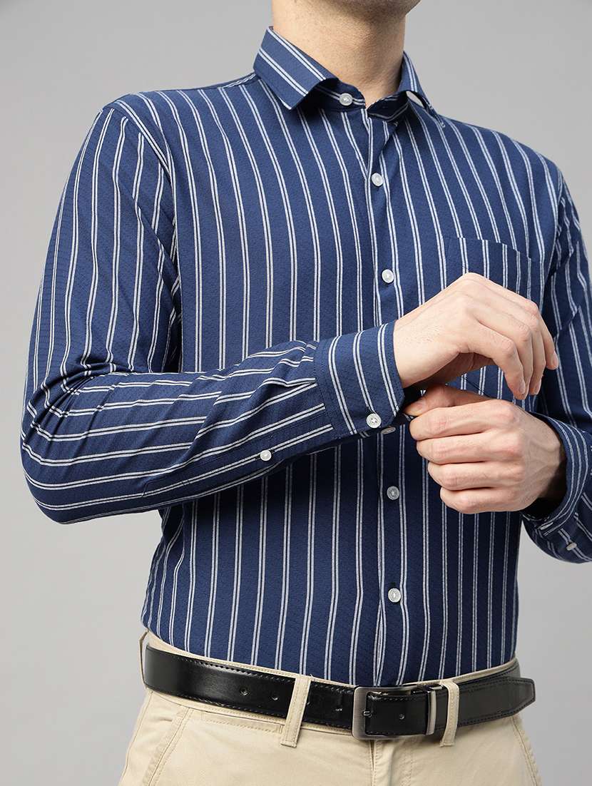 men striped collared long sleeve shirt - 22039562 -  Standard Image - 3