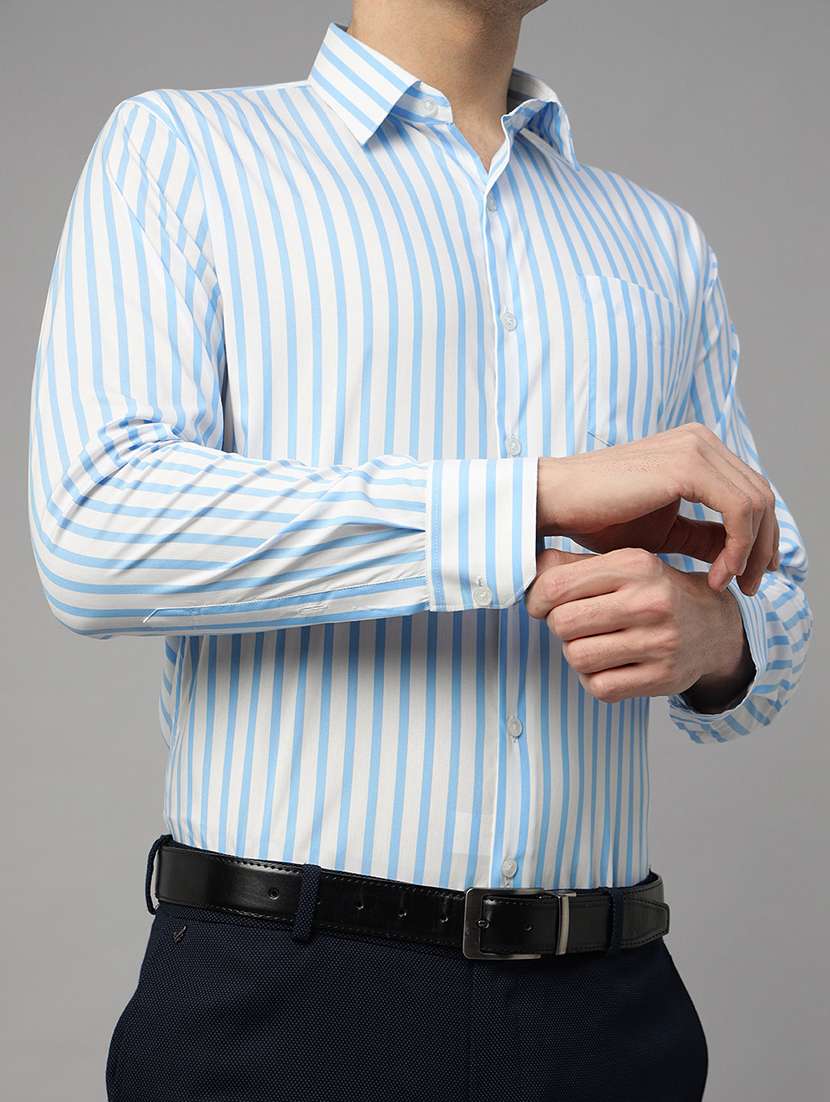 men striped collared long sleeve shirt - 22039571 - Standard Image - 3