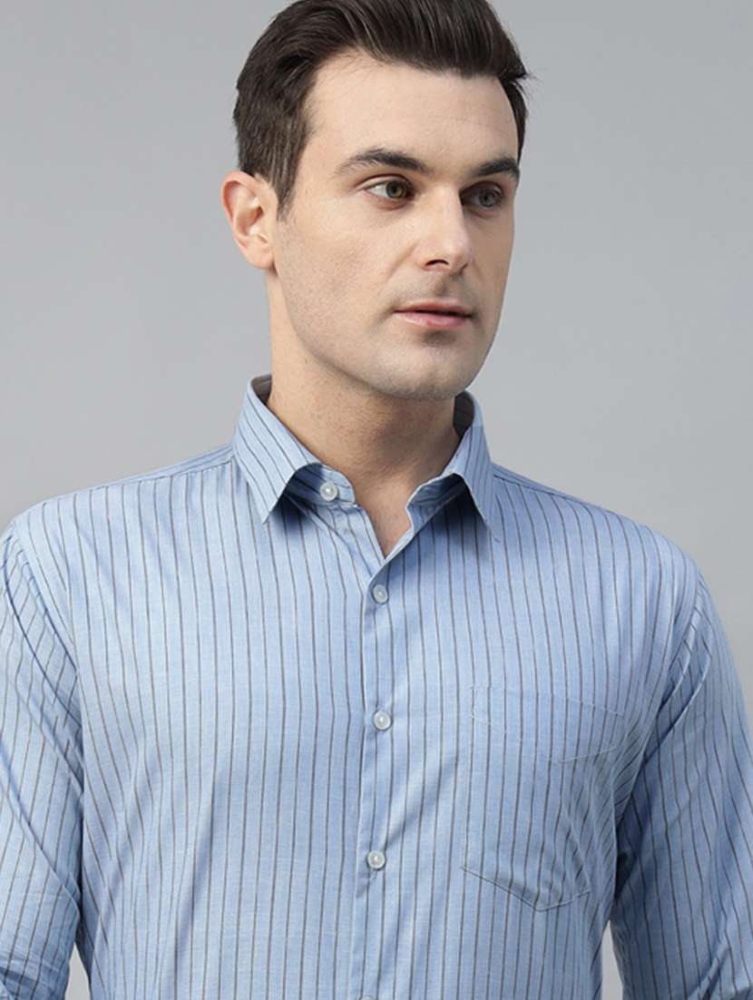men striped collared long sleeve shirt - 22039573 -  Standard Image - 3