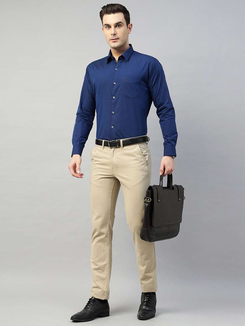 men solid collared long sleeve shirt - 22039576 -  Standard Image - 3