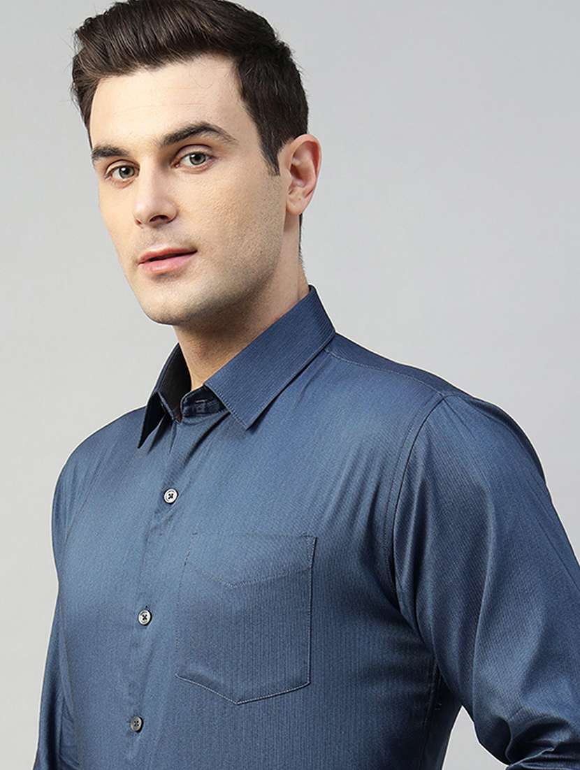 men solid collared long sleeve regular fit shirt - 22039586 -  Standard Image - 3