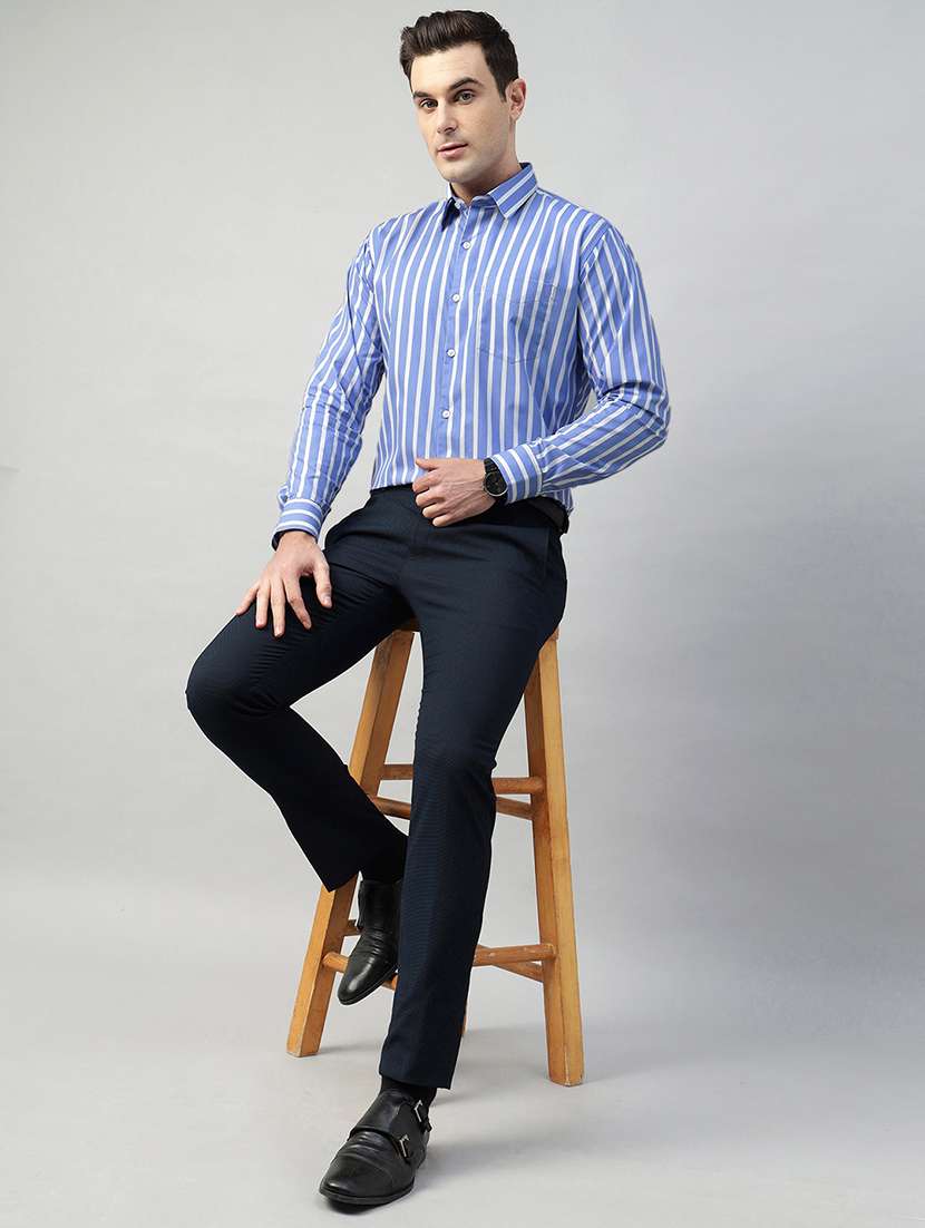 men striped collared long sleeve shirt - 22039588 -  Standard Image - 3