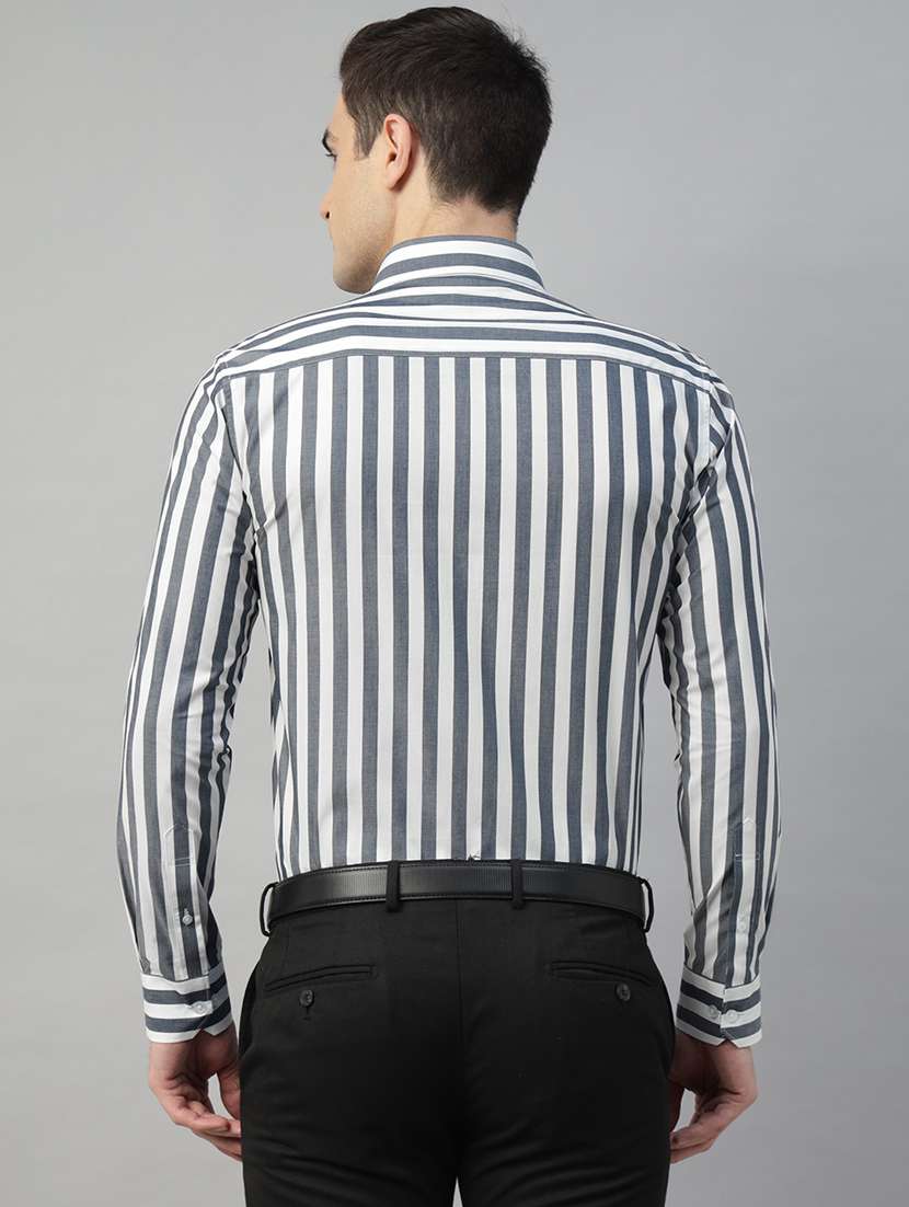 men striped collared long sleeve regular fit shirt - 22039591 -  Standard Image - 3
