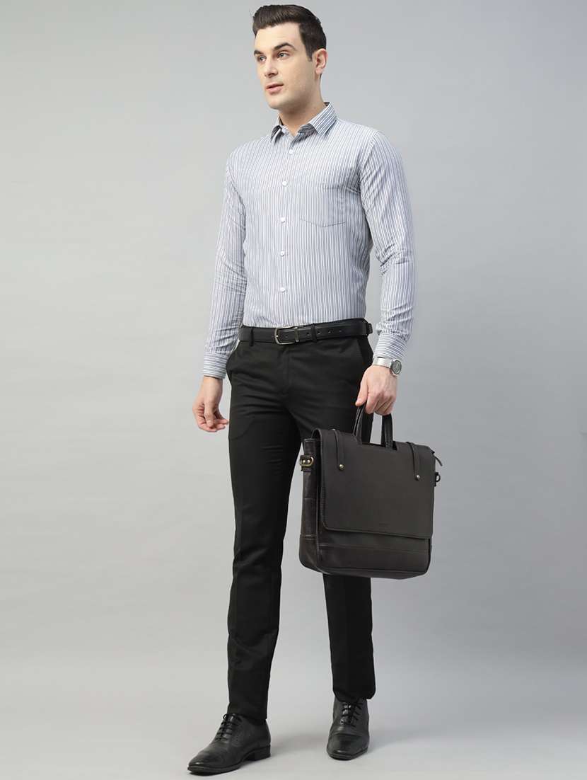 men striped collared long sleeve regular fit shirt - 22039593 -  Standard Image - 3