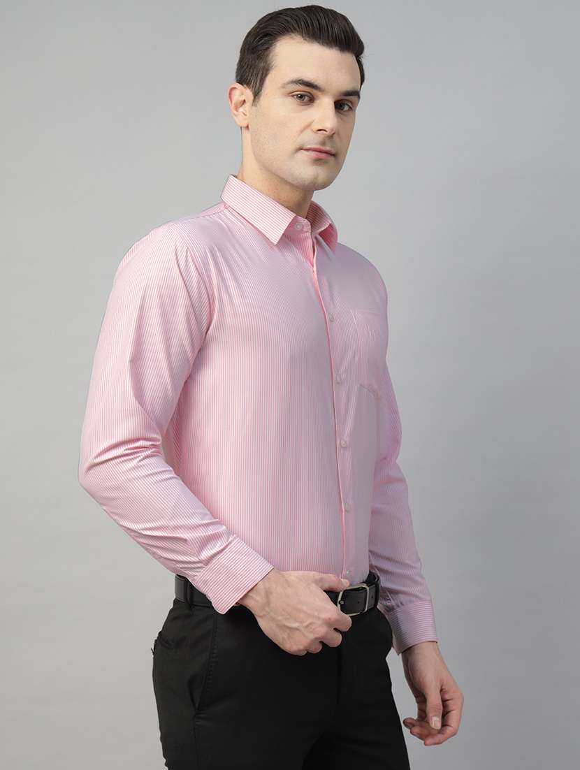 men striped collared long sleeve shirt
