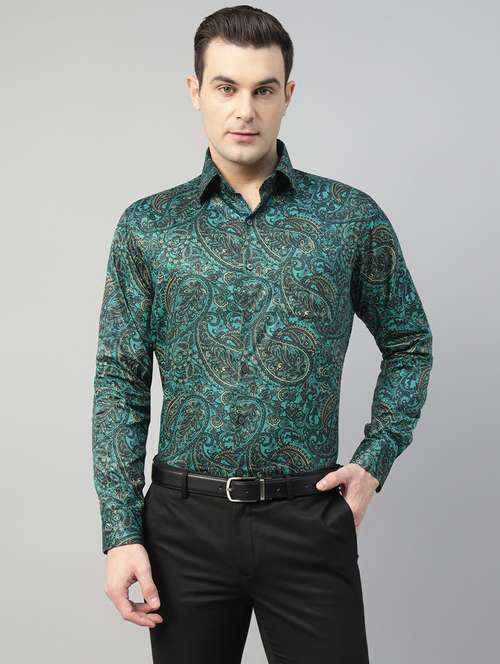 men printed collared long sleeve regular fit shirt - 22039606 -  Standard Image - 0
