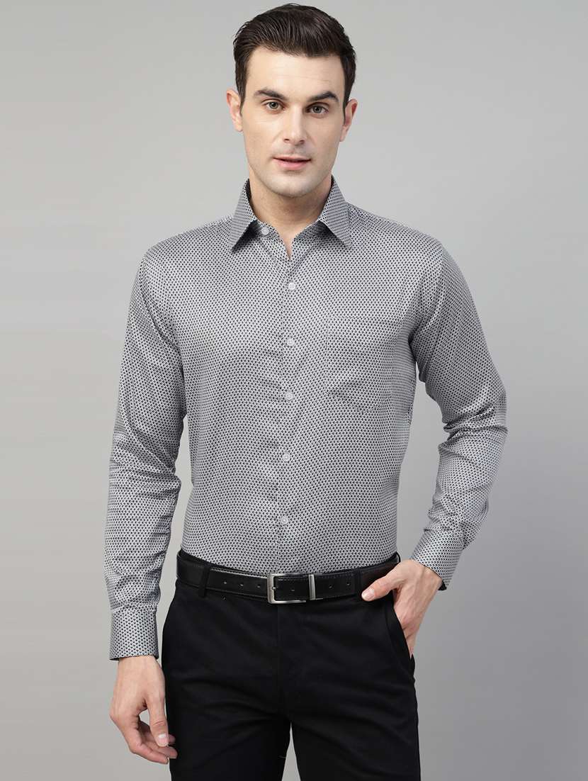 men collared long sleeve regular fit shirt