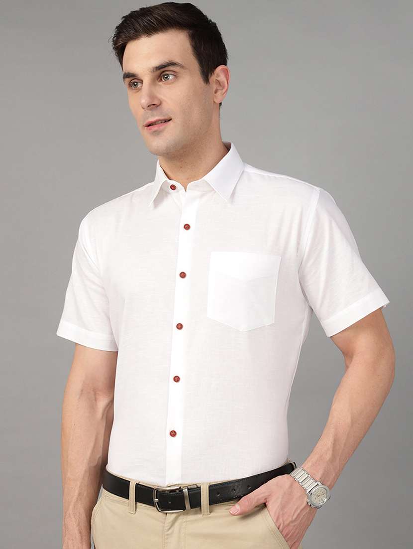 men solid collared long sleeve shirt