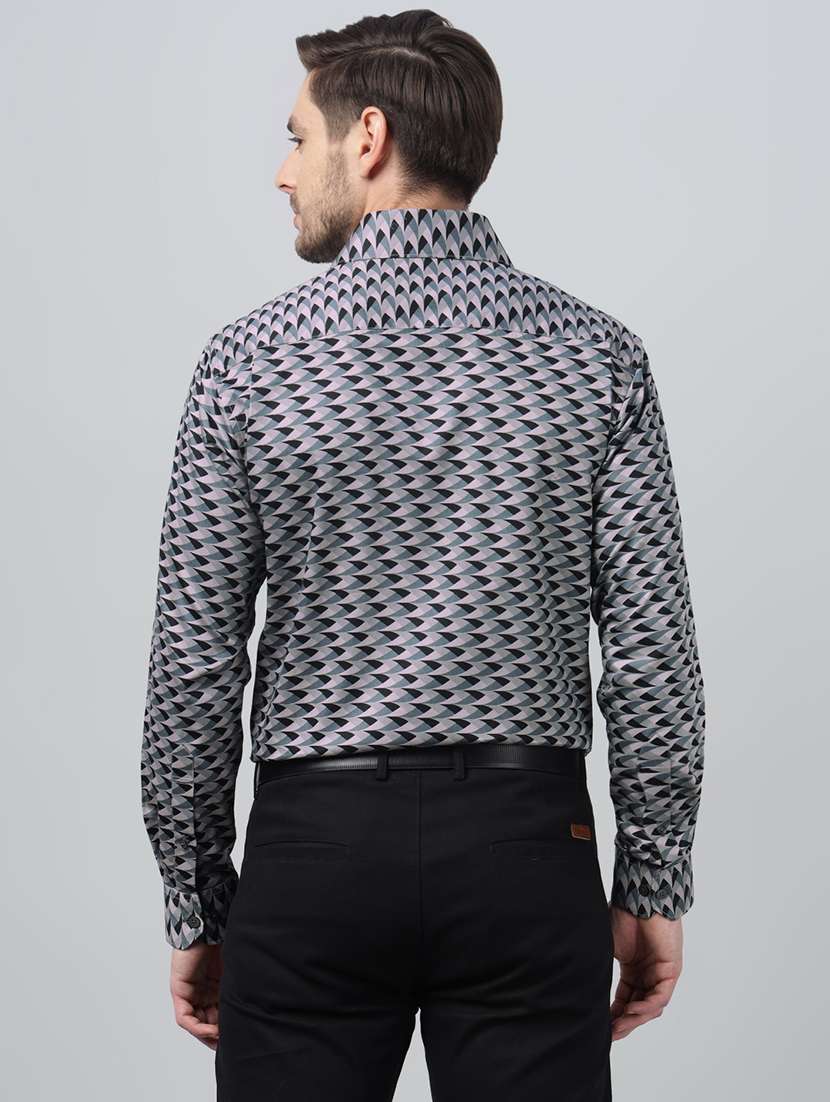 men printed collared long sleeve shirt - 22039640 -  Standard Image - 3