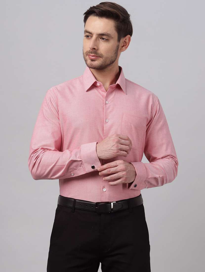men solid collared long sleeve shirt