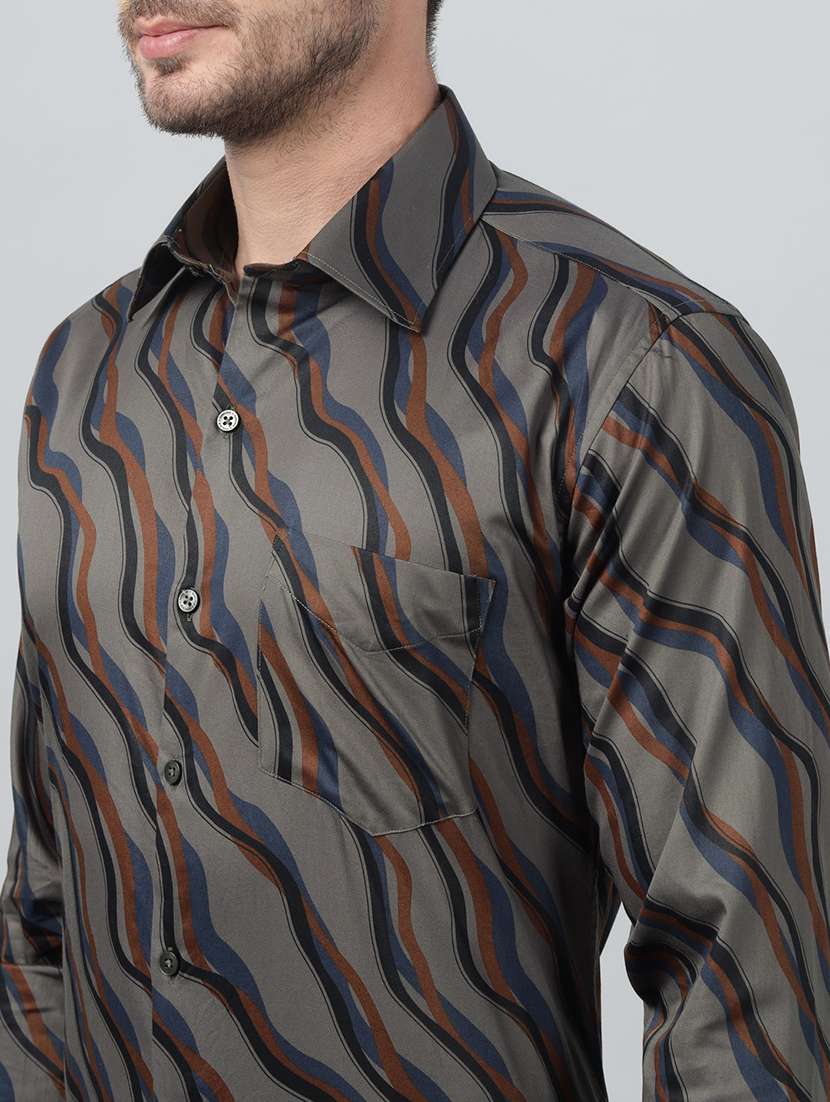 men printed collared long sleeve shirt - 22039650 -  Standard Image - 3
