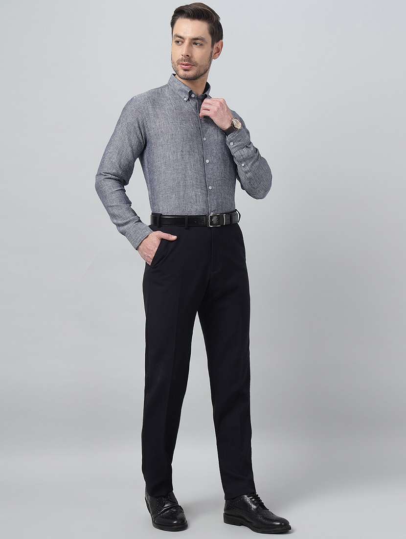 men solid collared long sleeve shirt - 22039655 -  Standard Image - 3