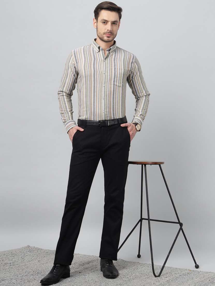 men striped collared long sleeve shirt - 22039656 -  Standard Image - 3