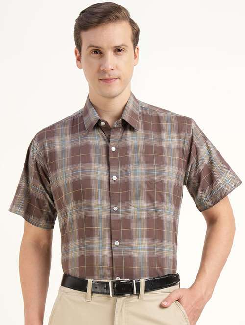 men checkered collared short sleeve shirt - 22039658 -  Standard Image - 0