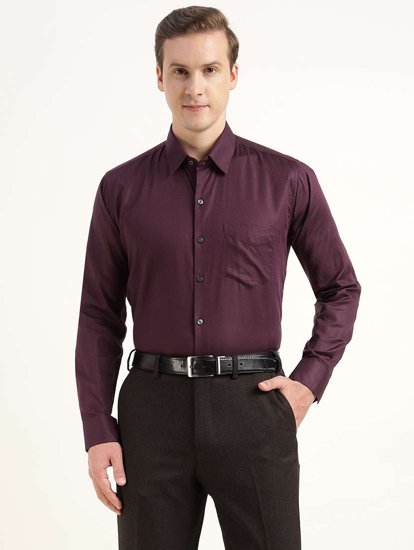men collared long sleeve regular fit shirt