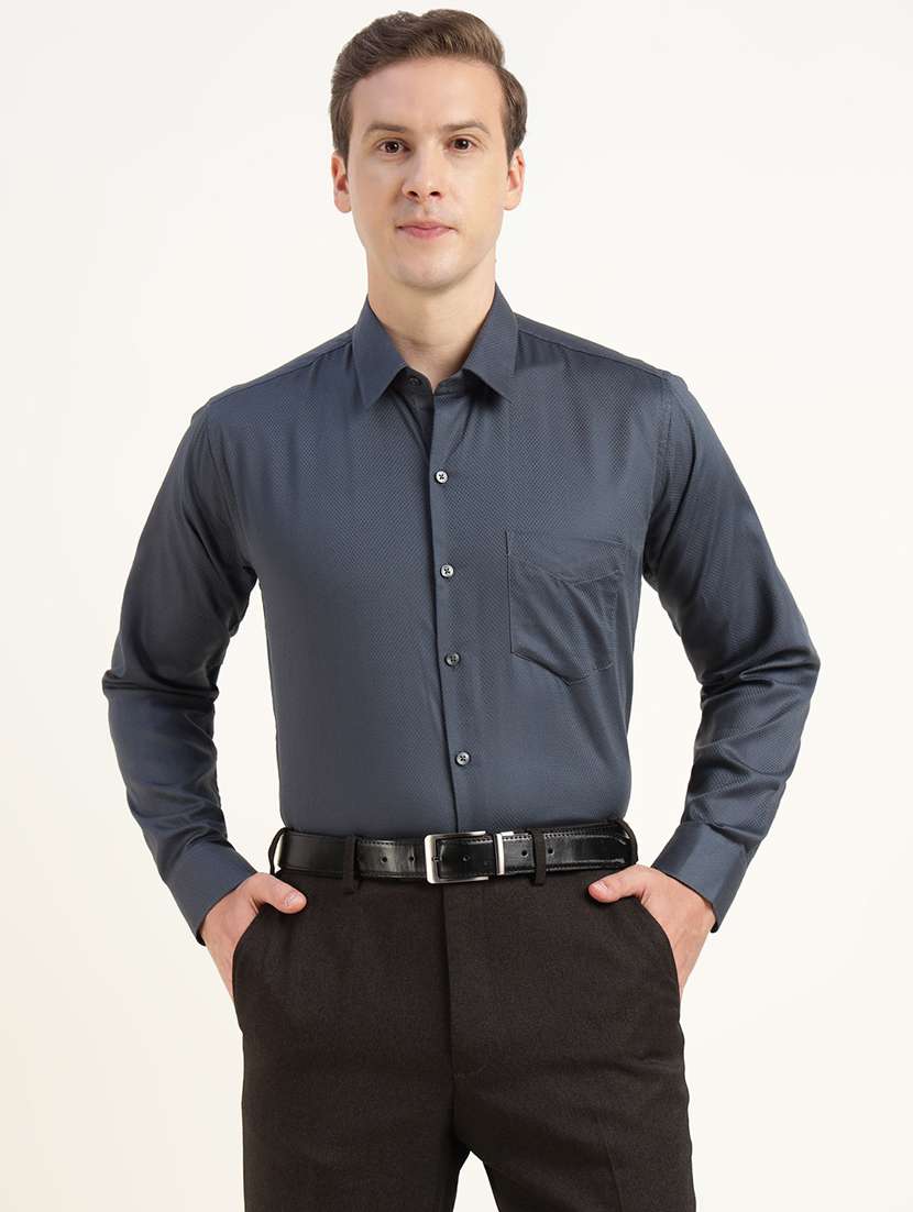 men collared long sleeve regular fit shirt