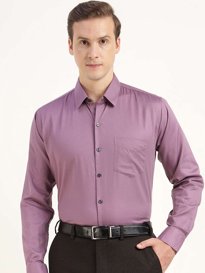 men solid collared long sleeve shirt