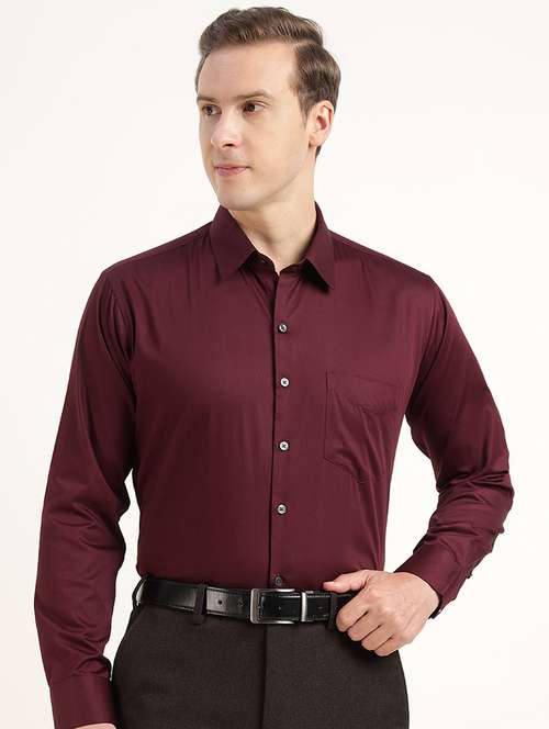 men solid collared long sleeve shirt - 22039670 -  Standard Image - 0