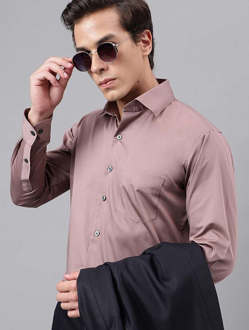 men solid collared long sleeve shirt