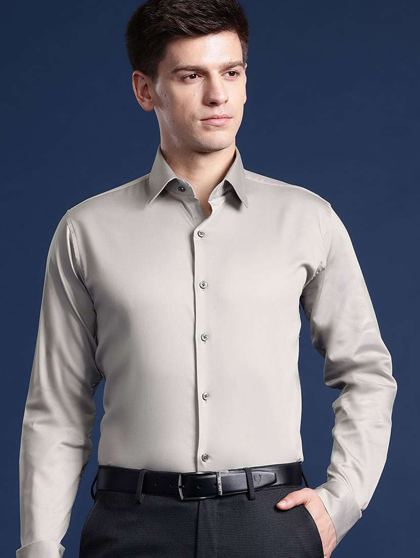 men collared long sleeve regular fit shirt