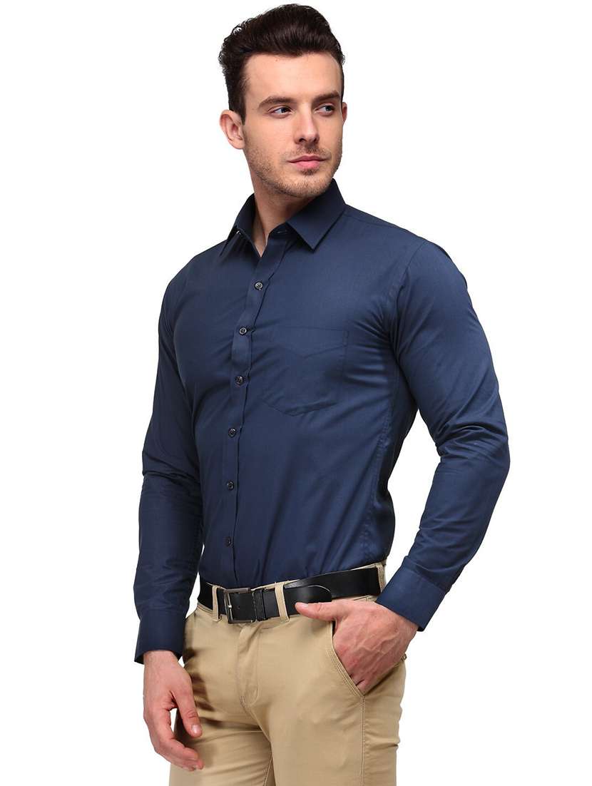 men solid collared long sleeve shirt - 22039706 -  Zoom Image - 0