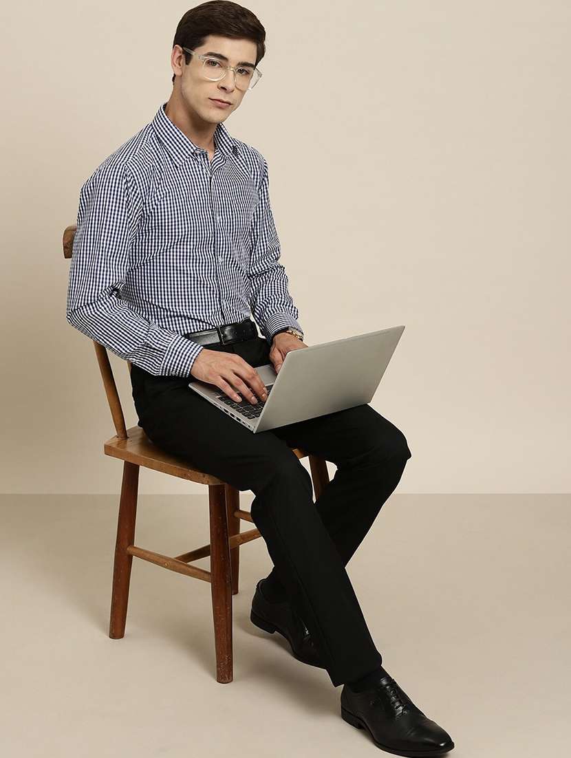 men checkered collared long sleeve shirt - 22039709 -  Standard Image - 3