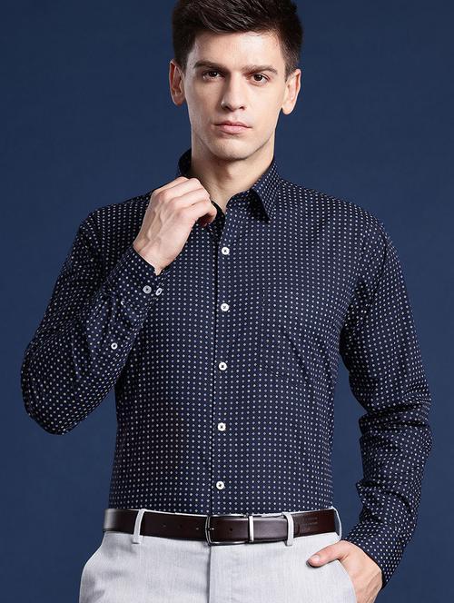 men printed collared long sleeve shirt - 22039712 -  Standard Image - 0