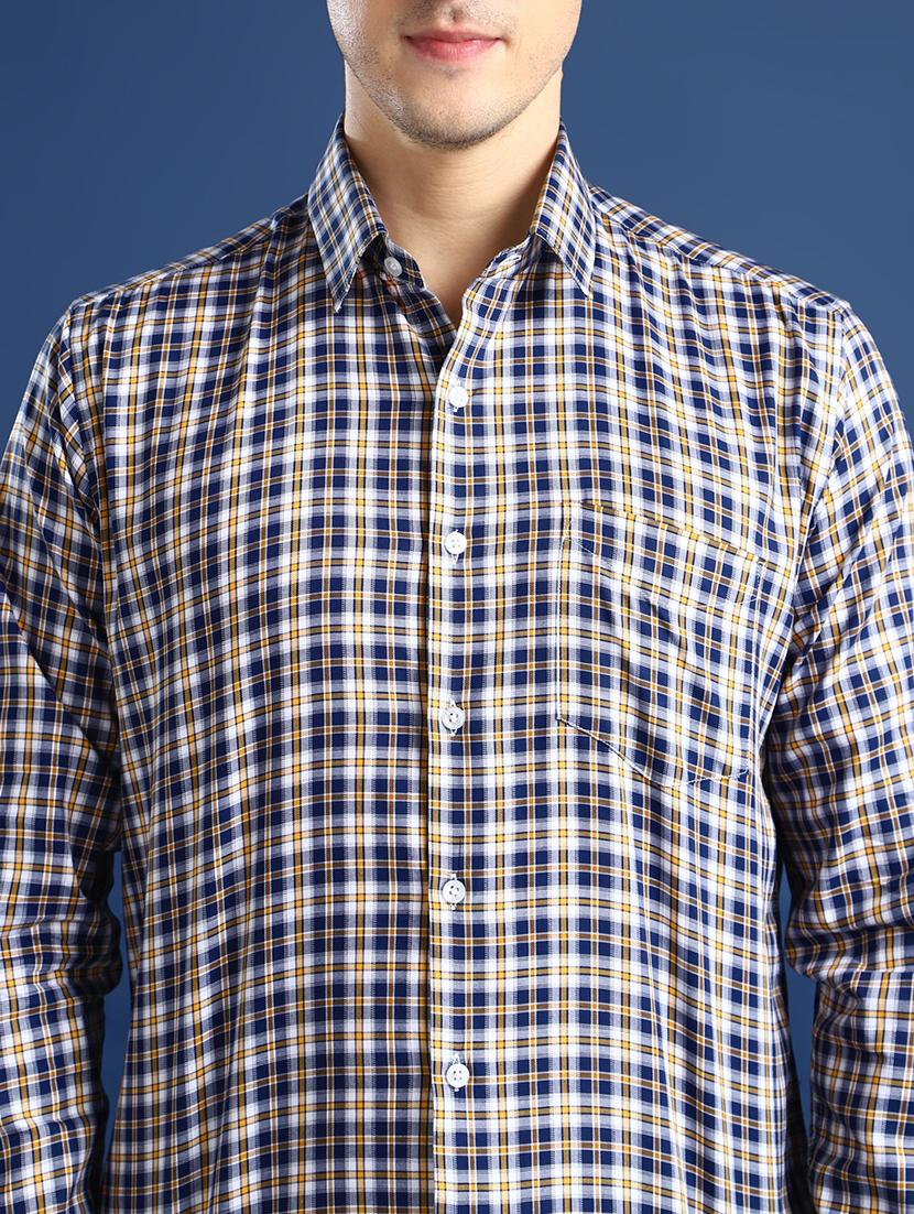 men checkered collared long sleeve shirt - 22039713 - Standard Image - 3