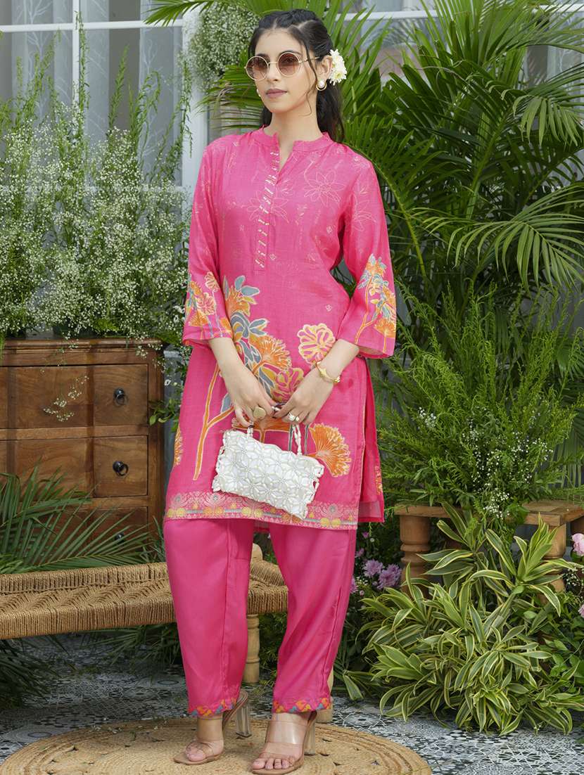 women floral print three quarter sleeve ethnic co-ord set - 22039724 - Zoom Image - 0