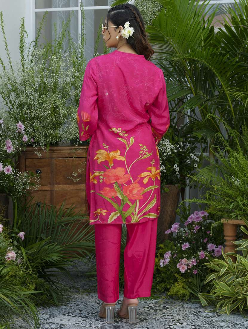 women floral print three quarter sleeve ethnic co-ord set - 22039727 -  Standard Image - 3