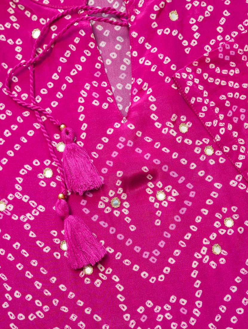 women bandhani print three quarter sleeve ethnic co-ord set - 22039730 -  Standard Image - 5