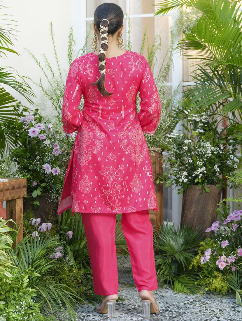 women floral print three quarter sleeve ethnic co-ord set - 22039734 - Standard Image - 3