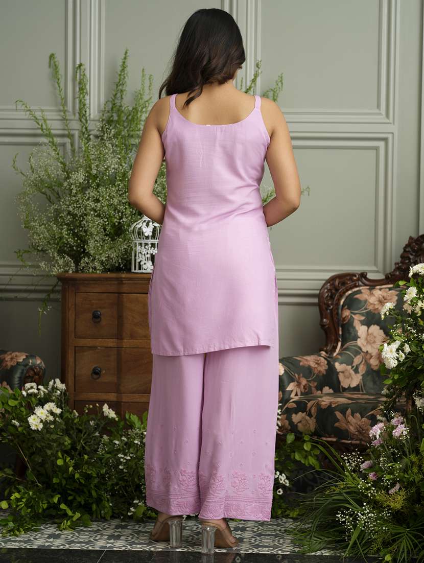 women embroidered shoulder strap ethnic co-ord set - 22039737 - Standard Image - 3