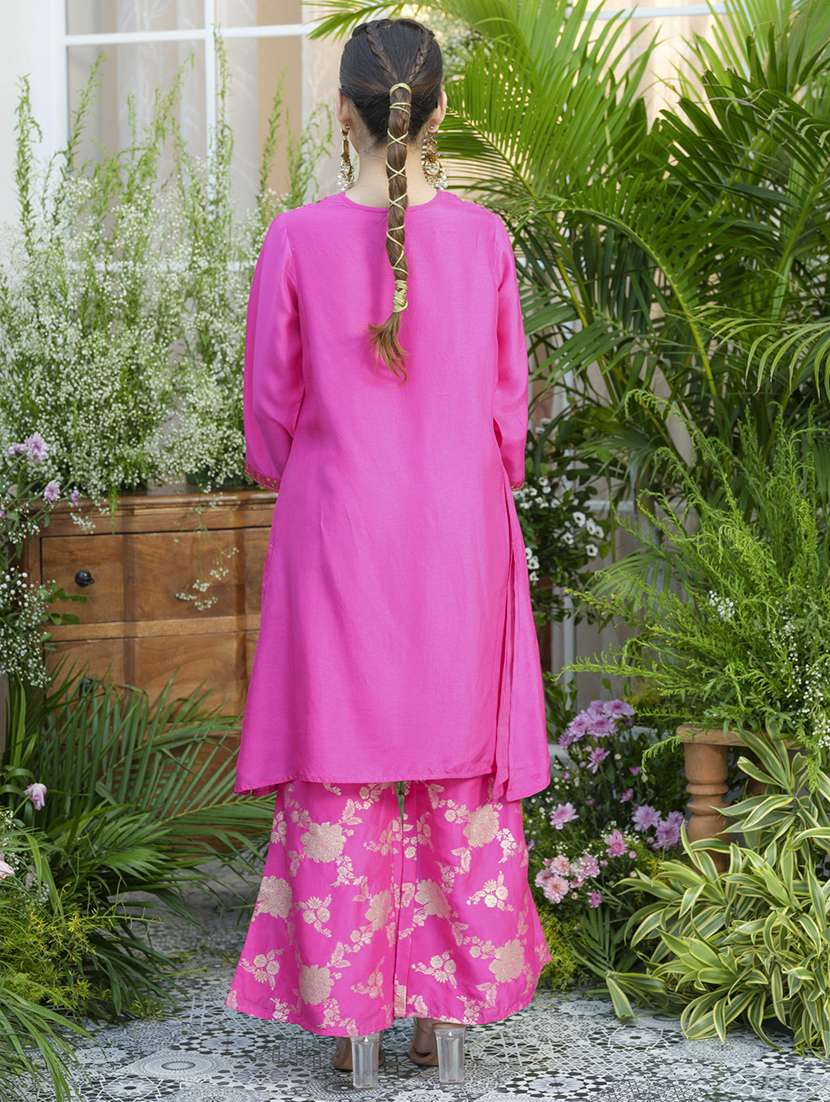 women embroidered three quarter sleeve ethnic co-ord set - 22039739 - Standard Image - 3