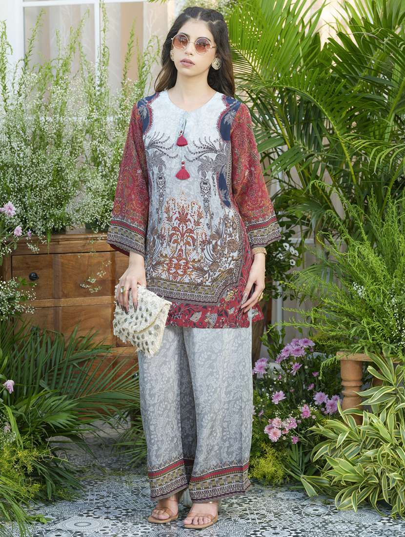 women printed three quarter sleeve ethnic co-ord set - 22039750 - Zoom Image - 0
