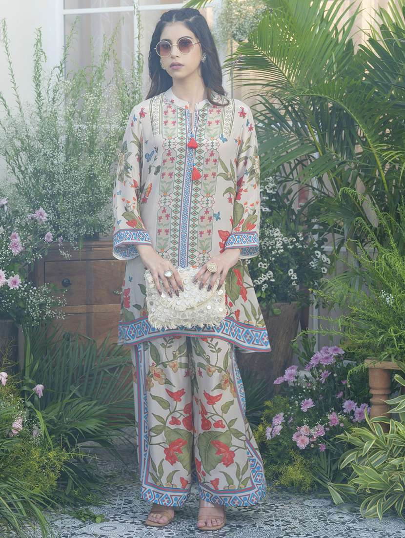 women printed three quarter sleeve ethnic co-ord set - 22039751 -  Zoom Image - 0