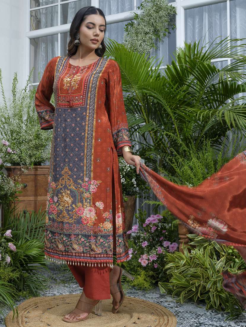 women printed kurta and pant with dupatta set - 22039754 -  Standard Image - 3
