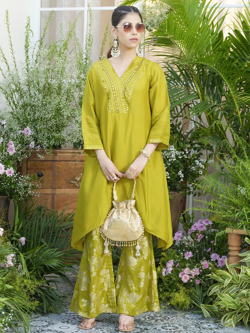 women embroidered three quarter sleeve ethnic co-ord set - 22039783 - Zoom Image - 0